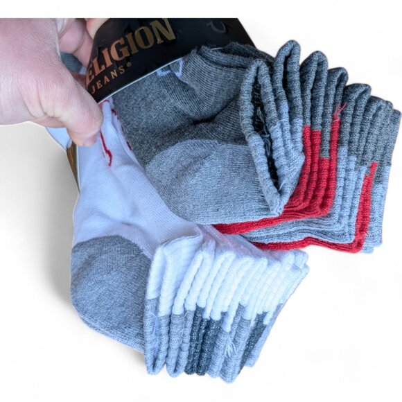 12 pack True Religion Half Cushion Quarter Socks Men's 10-13 shoes size 8-12 NEW - Picture 10 of 11